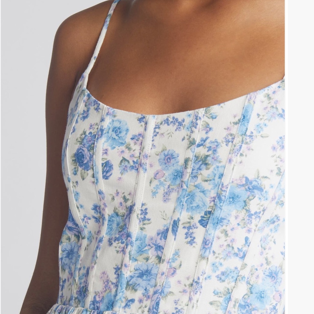 Charles Henry Blue Floral Pattern Dress - Picture 10 of 12